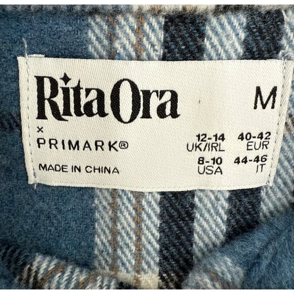 Primark Women's Plaid Flannel Button Up Shacket Shirt Medium Oversized Cabin Cor - Picture 7 of 13